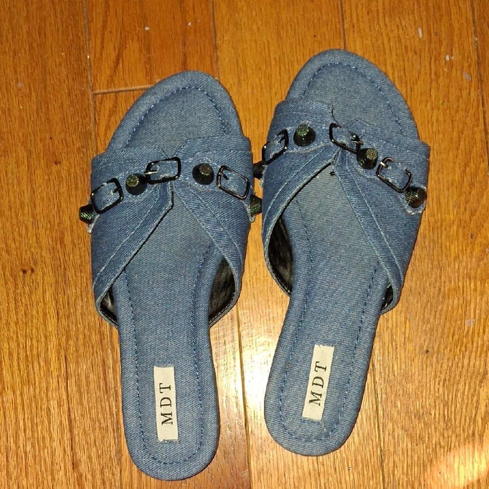 Women's Blue Slide Sandals
